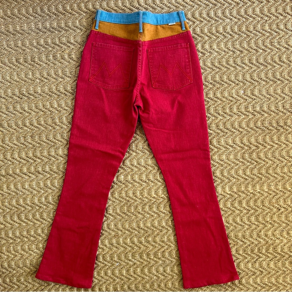 RARE!! MOTHER Colorblock Patch Pocket Flare High Rise Jeans - Picture 9 of 9